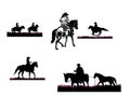 Cowboys silhouettes set Royalty Free Stock Photo