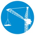 Silhouettes of crane on building Royalty Free Stock Photo