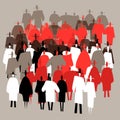 Silhouettes crowds of people in trendy flat style Royalty Free Stock Photo