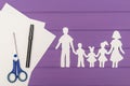 The silhouettes cut out of paper of man and woman with two girls and boy Royalty Free Stock Photo