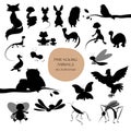 Silhouettes of cute animals isolated on white background. Mammal Royalty Free Stock Photo