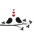 Silhouettes cute birds in Love Royalty Free Stock Photo