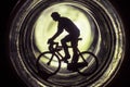 Silhouettes cyclists