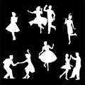 Silhouettes of dancers. Set of retro style dancers of the 20`s Royalty Free Stock Photo