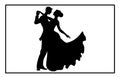 silhouettes of dancing couple, ballroom dancing, Couple dancing silhouette Royalty Free Stock Photo