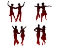 Silhouettes of dancing couples