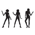 Silhouettes of dancing girls. Royalty Free Stock Photo