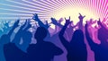 Silhouettes of dancing people in front of bright stage lights Royalty Free Stock Photo