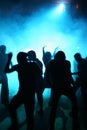 Silhouettes of dancing teenagers Royalty Free Stock Photo