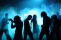 Silhouettes of dancing teenagers Royalty Free Stock Photo