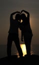 The silhouettes depict the love of couples with beautiful sunset backdrop.