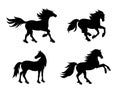 Silhouettes of horses - vector illustration Royalty Free Stock Photo