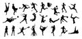 Silhouettes of people do various sport activities. Royalty Free Stock Photo