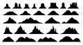 Silhouettes of different mountain types