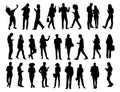 Silhouettes of different people using phone vector Royalty Free Stock Photo