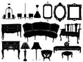 Silhouettes of different retro furniture Royalty Free Stock Photo