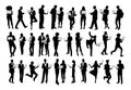 Silhouettes of diverse business people with laptop Royalty Free Stock Photo