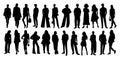 Silhouettes of diverse business people, men, women Royalty Free Stock Photo