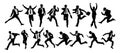 Silhouettes of diverse business people running set Royalty Free Stock Photo