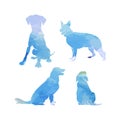 Silhouettes of dogs Watercolour set