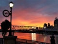 Cincinnati Waterfront at Sunset Royalty Free Stock Photo