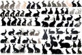 Silhouettes of easter bunnies isolated on a white background Set of different rabbits silhouettes for design use. Generative AI Royalty Free Stock Photo