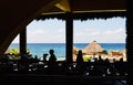 Silhouettes Enjoying Seascape, Cozumel Mexico Royalty Free Stock Photo