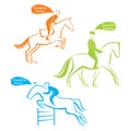 Silhouettes of equestrians on horsesdesgin