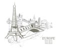 Silhouettes of Europe attractions