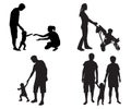 Silhouettes of families with children Royalty Free Stock Photo