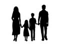 Silhouettes family father mother son and daughter from back