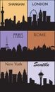 Silhouettes of famous cities.