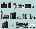 Silhouettes of famous cities.