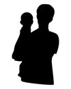 Silhouettes farther and baby shape Royalty Free Stock Photo