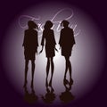 Silhouettes Fashion girls. Fashion illustration. Silhouettes Drawing models