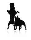 Silhouettes of fighting breeds. American Staffordshire Terrier, Pit Bull and French Bulldog.