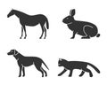 Silhouettes of figures animals icons set