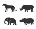 Silhouettes of figures animals icons set