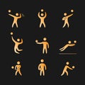 Silhouettes of figures volleyball players icons set