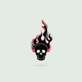 Silhouettes Of Flaming Human Skull.Human Fire Skull Tattoo Logo