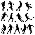 Silhouettes of football players Royalty Free Stock Photo