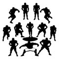 silhouettes football players