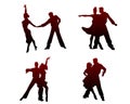 Silhouettes of four dancing couples