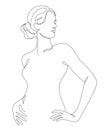 Silhouettes of a girl in a modern one line style. Continuous lady line drawing, aesthetic outline for home decor, posters, wall ar Royalty Free Stock Photo