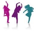 Silhouettes of girls dancing hip-hop dance Royalty Free Stock Photo