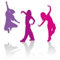 Silhouettes of girls dancing jazz funk dance