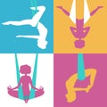 Silhouettes of girls exercising