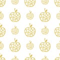 Silhouettes of Golden apples on a white background, Mosaic. Seamless pattern. Vector background