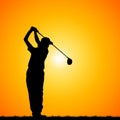 Silhouettes golfer Royalty Free Stock Photo