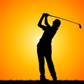 Silhouettes golfer Royalty Free Stock Photo